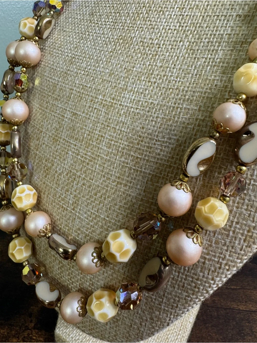 Boucher LeC Le Couturier Vintage Necklace Beaded Double Strand AB Crystal 1960’s - Picture 7 of 16